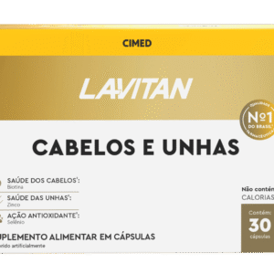 Suplemento Lavitan Cabelos e Unhas Cimed cápsulas com biotina zinco e selênio para cabelo pele e unhas