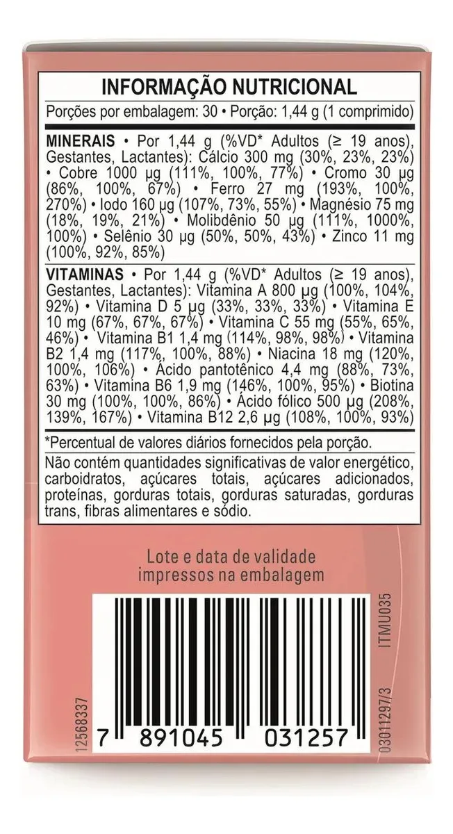 Nestlé Materna Vitaminas & Minerais 30 Comprimidos - Imagem 3