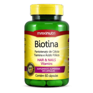 Biotina Plus Maxinutri suplemento para cabelo pele e unhas 60 cápsulas vitaminas complexo B
