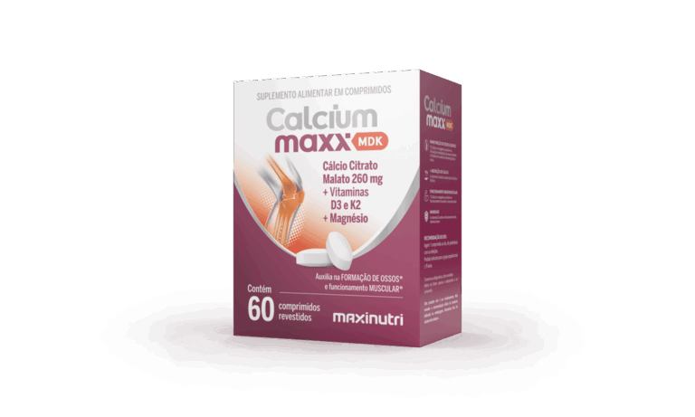 Calcium Maxx MDK 60 comprimidos Maxinutri suplemento com cálcio citrato malato vitaminas D e K e magnésio para saúde óssea