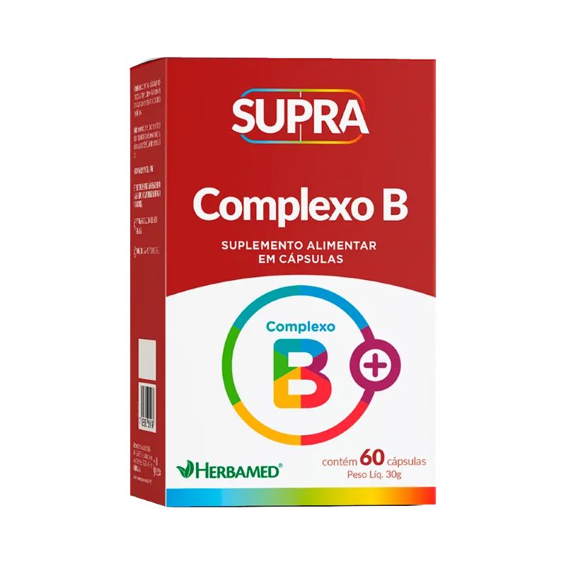 Complexo B Herbamed 60 cápsulas vitaminas B1 B2 B3 B5 B6 B7 B9 B12