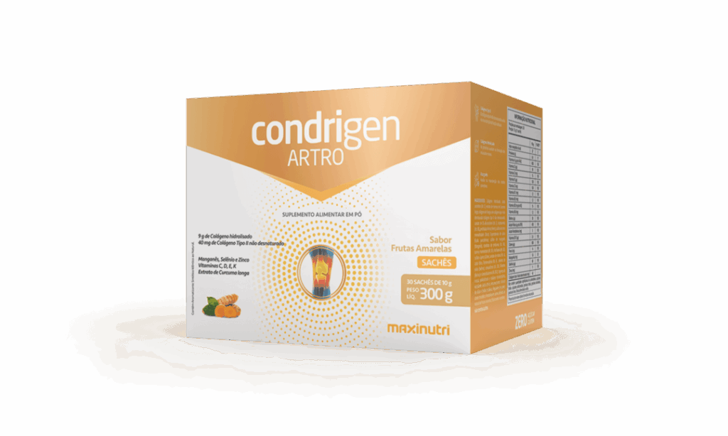 Condrigen Artro Maxinutri colágeno tipo I e II sachês 30 unidades suplemento articular