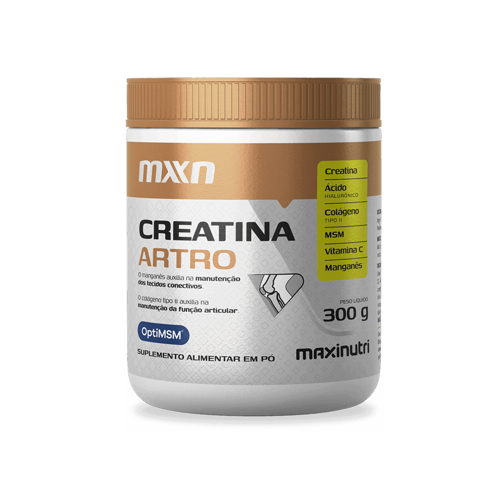 Creatina Artro MXN 300g Maxinutri com colágeno tipo II, ácido hialurônico e MSM para articulações