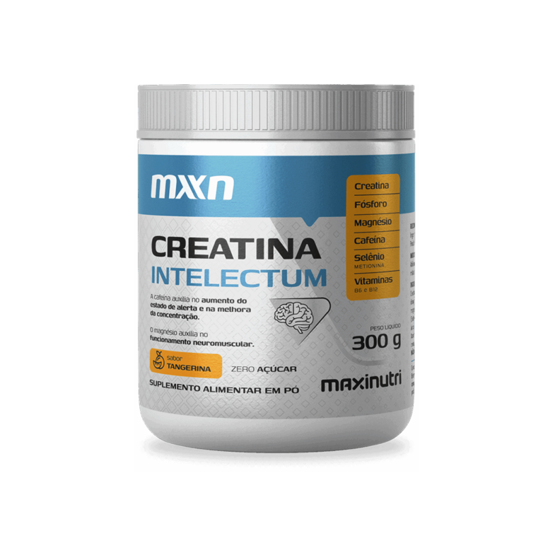 Creatina Intelectum MXN 300g Maxinutri suplemento com cafeína, magnésio e vitaminas B6 e B12 para energia e concentração