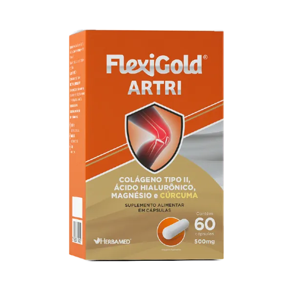 FlexiGold Artri Herbamed colágeno tipo II ácido hialurônico cúrcuma magnésio 60 cápsulas
