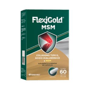 FlexiGold MSM Herbamed colágeno tipo II ácido hialurônico e MSM 60 cápsulas