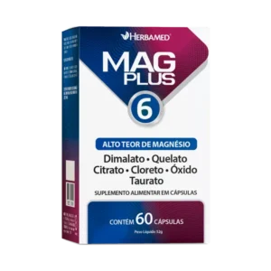Mag Plus 6 Herbamed suplemento com 6 tipos de magnésio 60 cápsulas