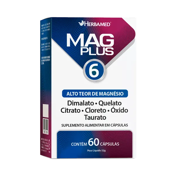 Mag Plus 6 Herbamed suplemento com 6 tipos de magnésio 60 cápsulas