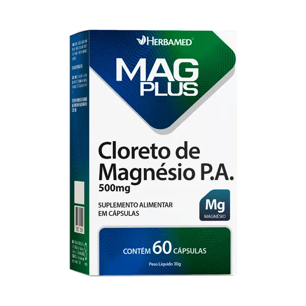 Cloreto de Magnésio P.A. Mag Plus 500mg 60 cápsulas Herbamed