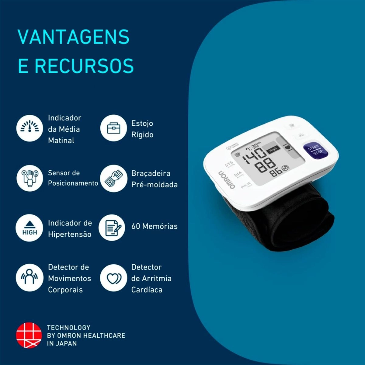 Monitor De Pressão Arterial De Pulso HEM-6181 Omron - Imagem 3