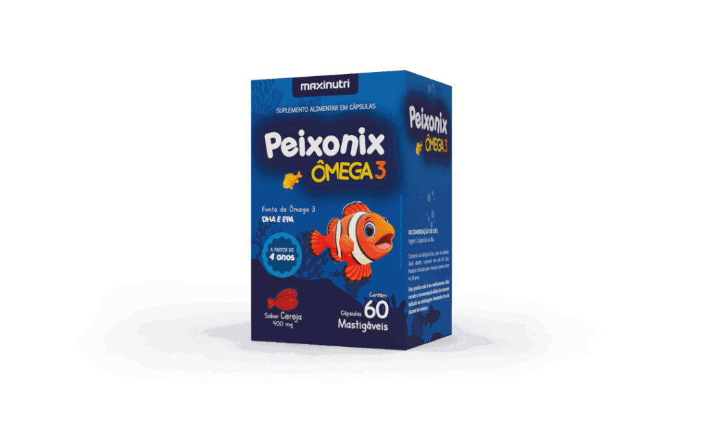 Peixonix Ômega 3 infantil cápsulas mastigáveis sabor cereja 60 cápsulas