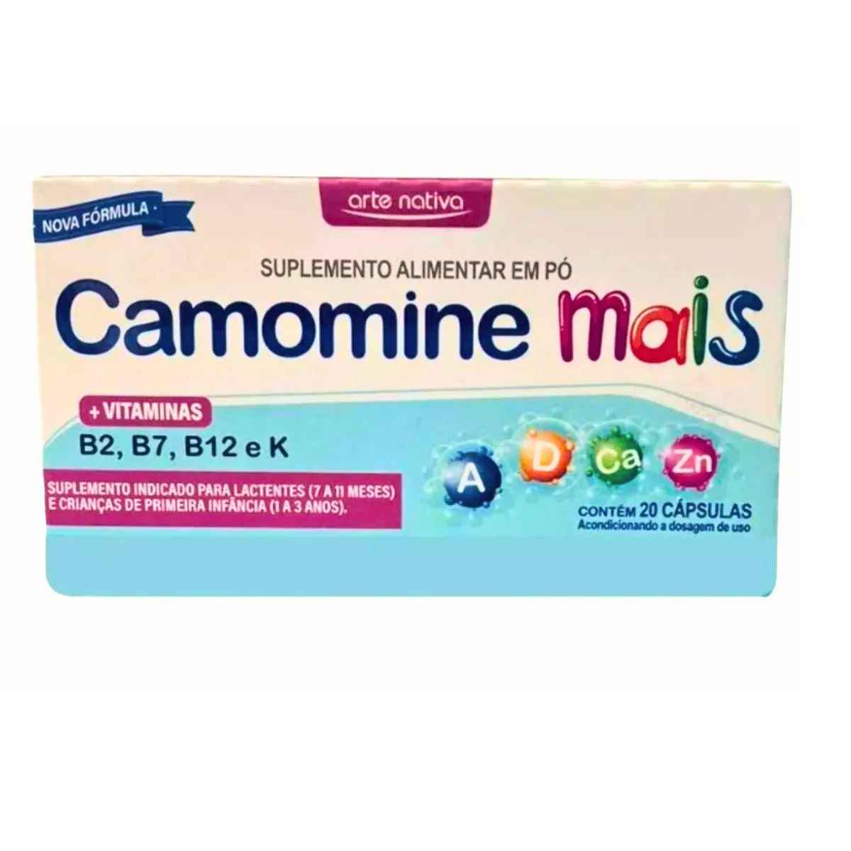 camomine mais infantil vitaminas dentição bebê arte nativa
