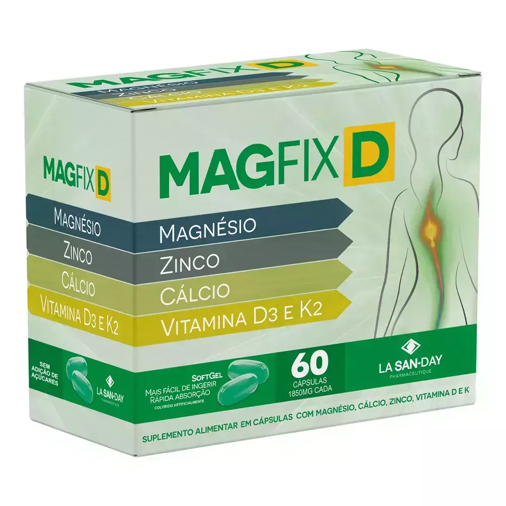Magfix D (Mg, Zn, Ca, Vit D3 E K2) 60 Capsulas