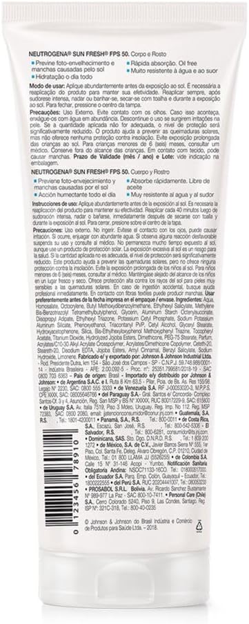 Protetor solar corporal Neutrogena sun fresh FPS 50 200ml - Imagem 3