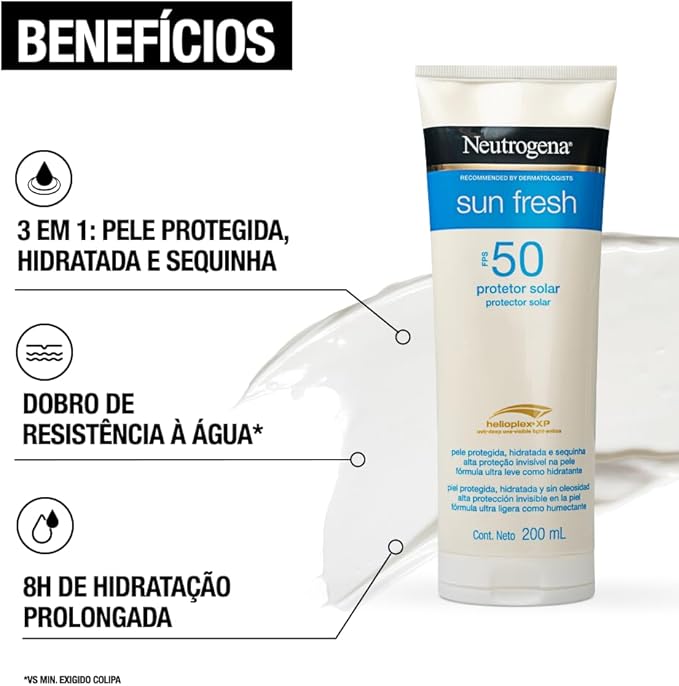 Protetor solar corporal Neutrogena sun fresh FPS 50 200ml - Imagem 4