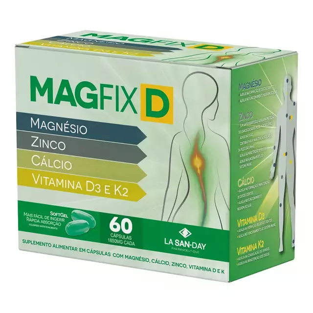 Magfix D (Mg, Zn, Ca, Vit D3 E K2) 60 Capsulas - Imagem 2