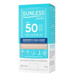 PROTETOR SOLAR FACIAL SPORT SUNLESS FPS 50 STICK COM COR 15G