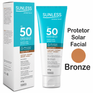 Protetor Solar Facial Sunless FPS 50 Farmax Com Base Bronze 60g