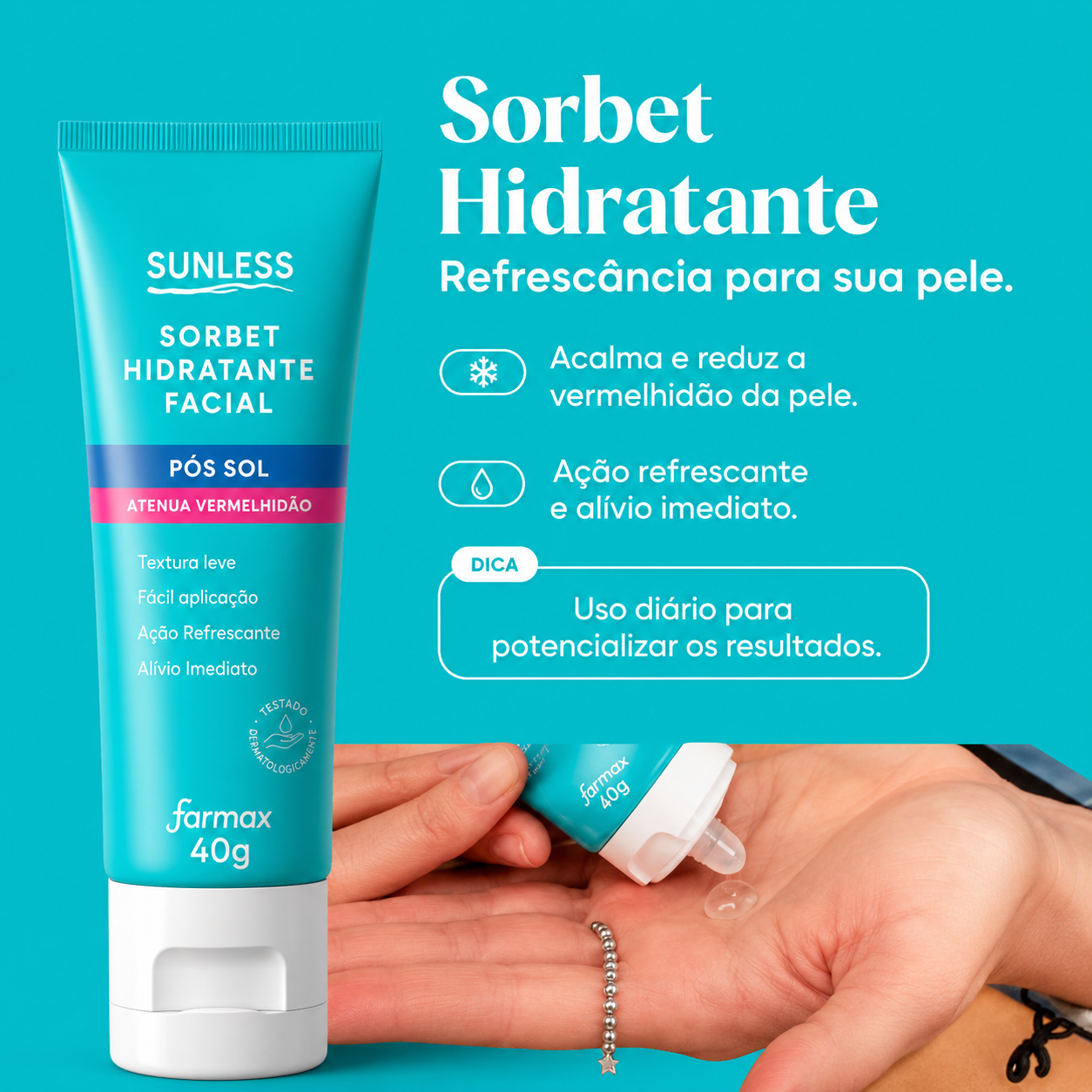 Sorbet Hidratante Facial Pós Sol Refrescante Sunless 40g - Imagem 2