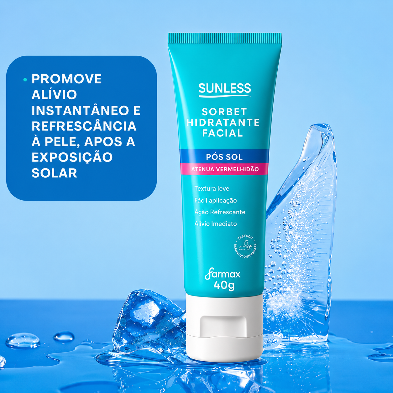 Sorbet Hidratante Facial Pós Sol Refrescante Sunless 40g - Imagem 3