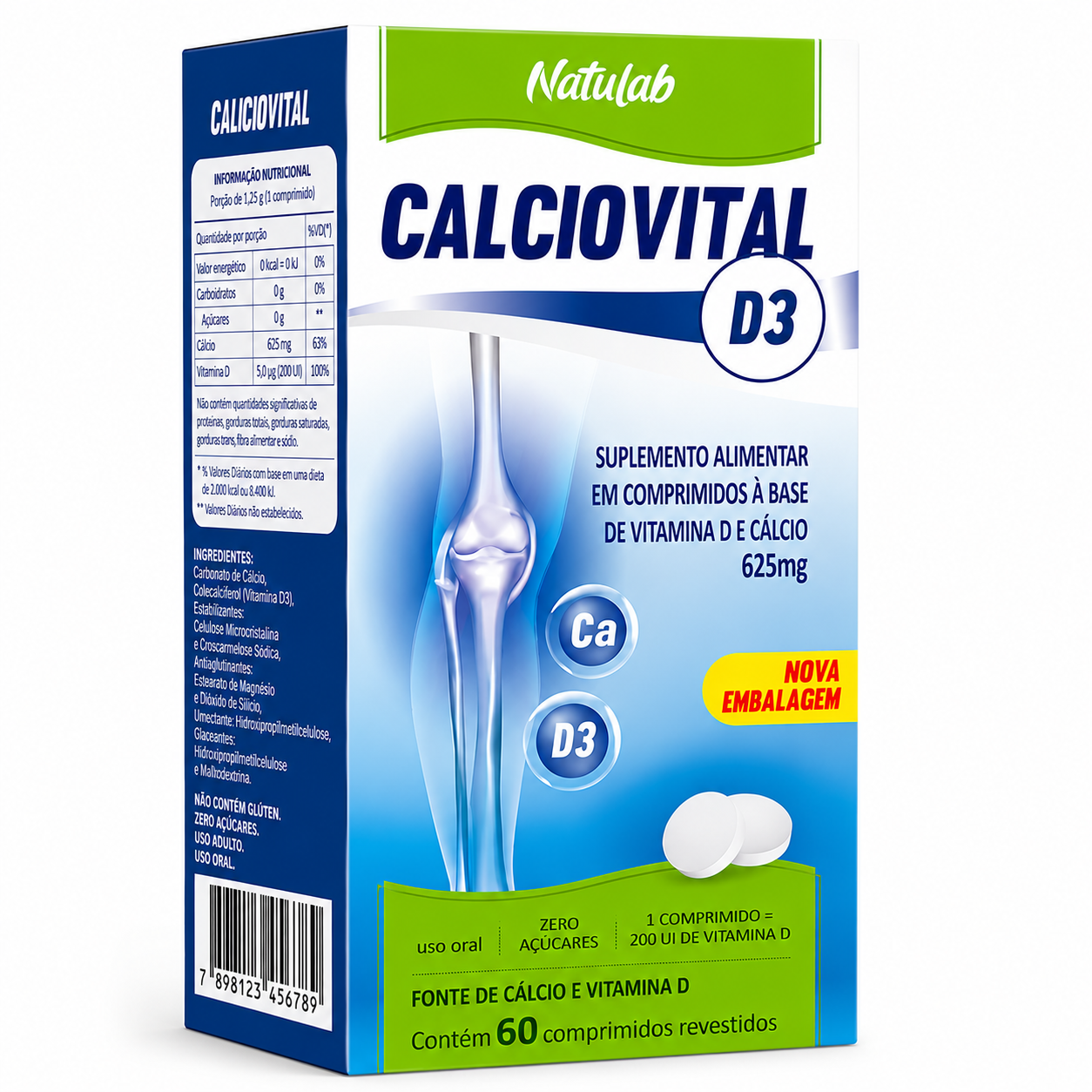 Calciovital D3 625mg com 60 comprimidos