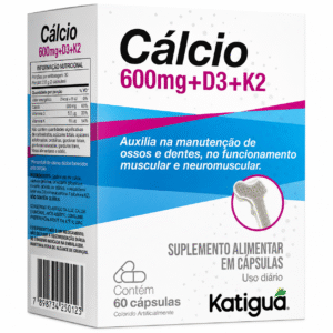 Katiguá Cálcio 600mg + D3 + K2 com 60 cápsulas
