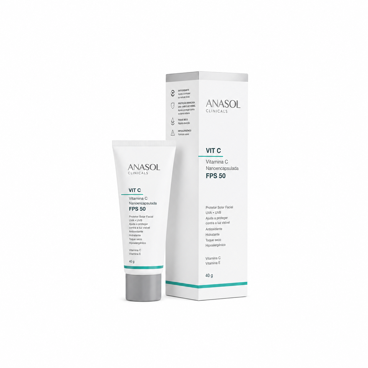 Protetor solar facial Anasol Vitamina C Clinicals Fps 50 40g