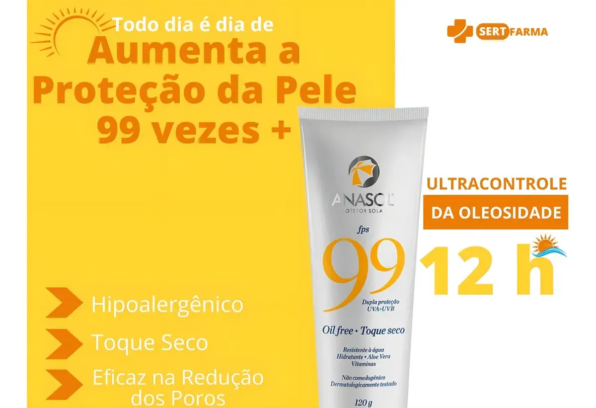 Protetor solar corporal Anasol resistente à água Fps 99 120g - Imagem 2