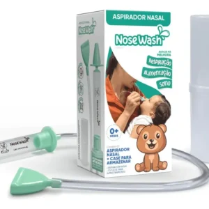 Aspirador Nasal Manual Agpmed Nosewash Urso Branco Bebê Segura