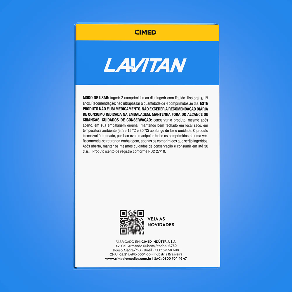 Lavitan Cálcio + Vitamina D 1.000 UI com 60 comprimidos - Imagem 3