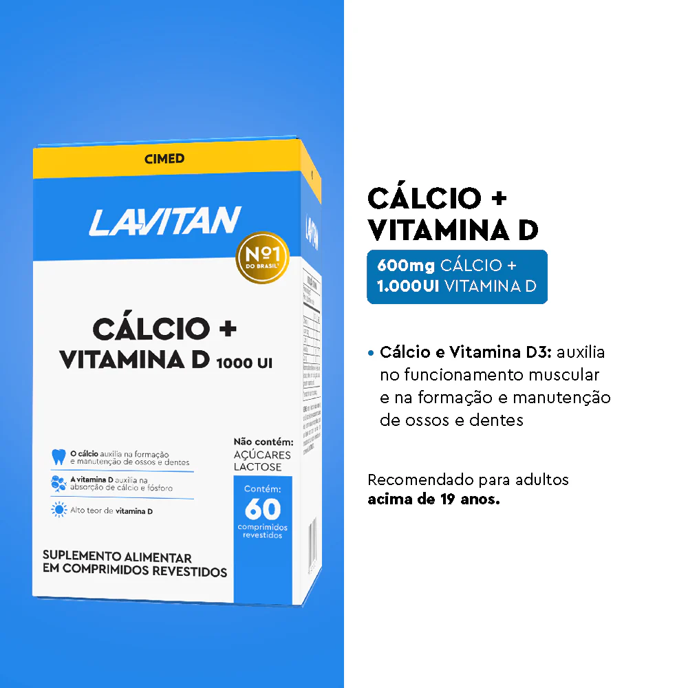 Lavitan Cálcio + Vitamina D 1.000 UI com 60 comprimidos - Imagem 6