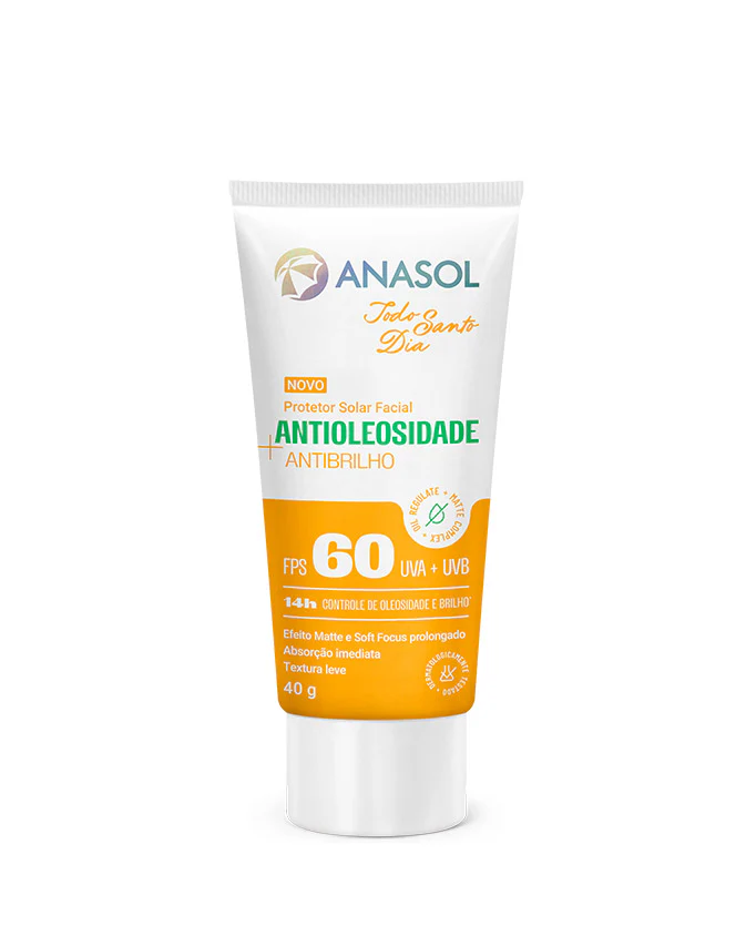 Protetor solar facial Anasol todo santo dia antibrilho Fps 60 40g