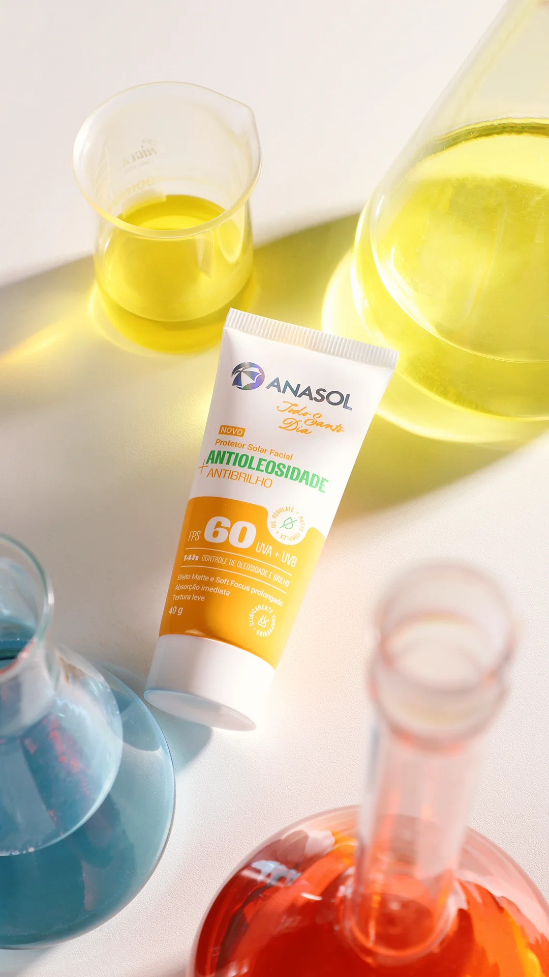 Protetor solar facial Anasol todo santo dia antibrilho Fps 60 40g - Imagem 3