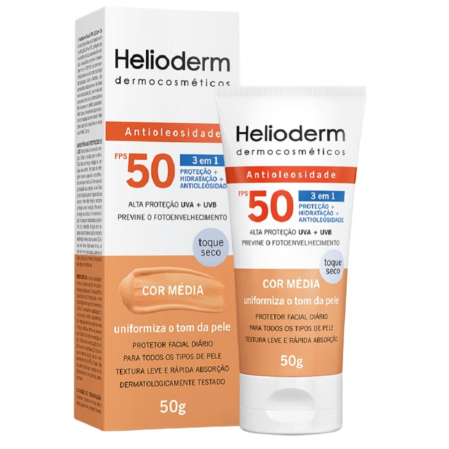 Protetor Solar Facial Helioderm Antioleosidade Fps 50 Cor 3.5 50G - Imagem 2