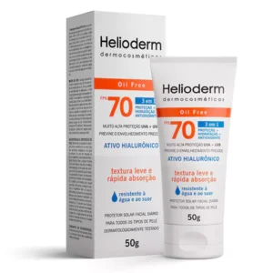 Protetor Solar Facial Helioderm Oil Free 3 em 1 FPS 70  50g