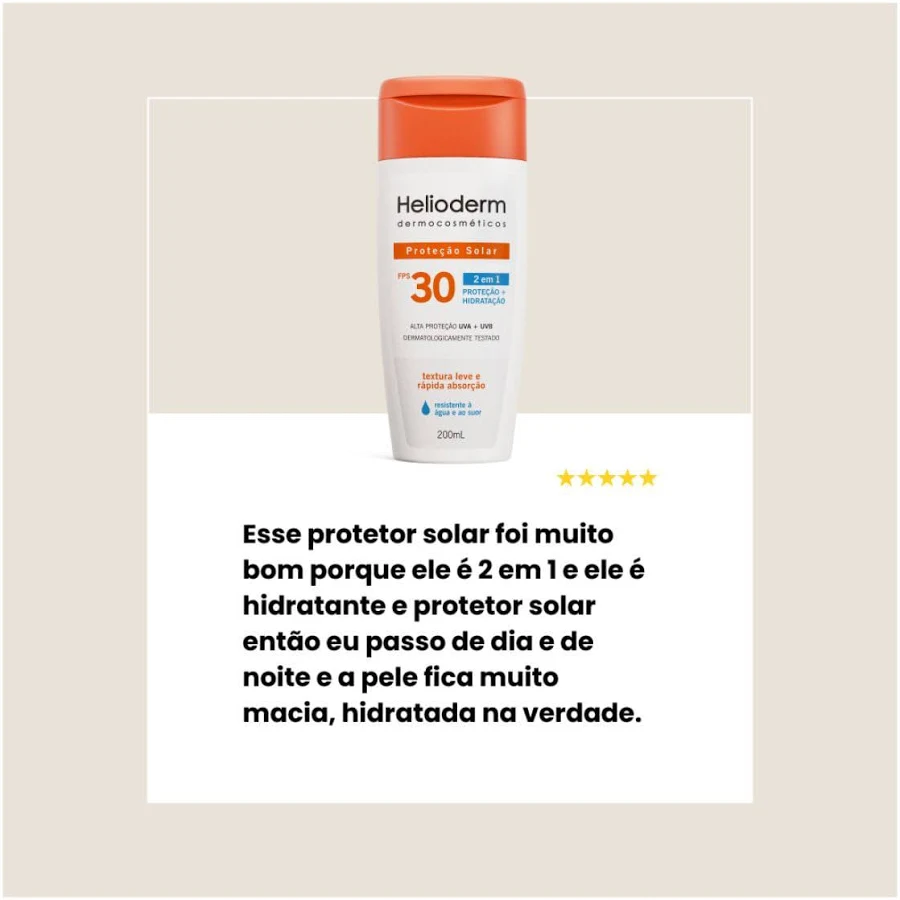 Protetor solar helioderm 3 em 1 fps 30 200ml - Imagem 2