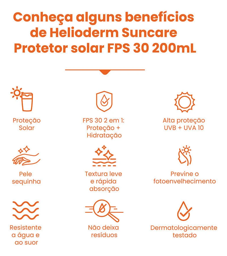 Protetor solar helioderm 3 em 1 fps 30 200ml - Imagem 3