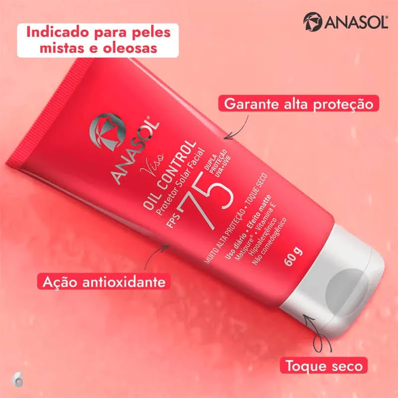 Protetor solar facial Anasol Oil Control Fps 75 60g - Imagem 2