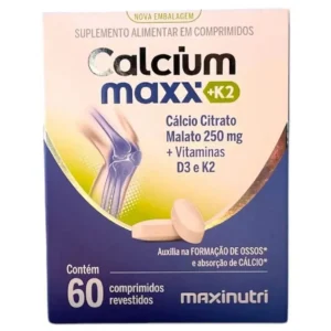 Cálcium Maxx + K2 250mg com Vitamina D3 e K2 60 Comprimidos