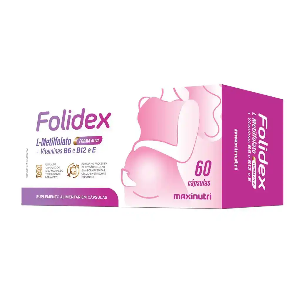 Folidex Metilfolato + Vitaminas B6, B12 e E – 30 ou 60 Cápsulas – Maxinutri