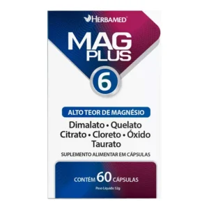 Mag Plus 6 – Complexo de Magnésio 60 Cápsulas Herbamed