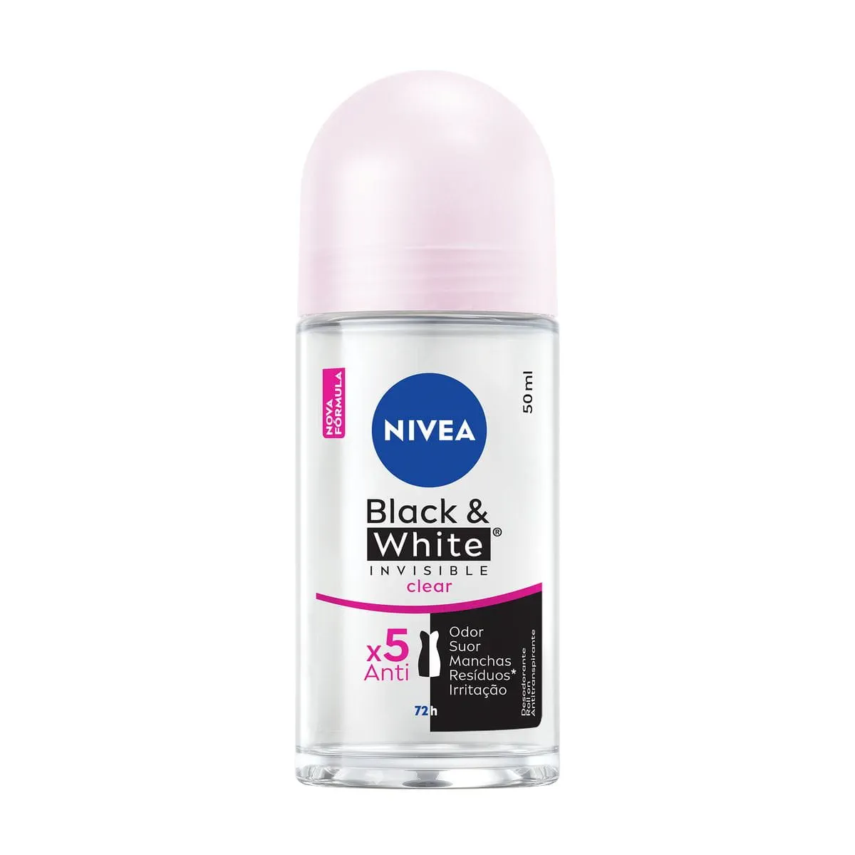 Desodorantes roll-on Nivea Black e white clear 48h 50ml