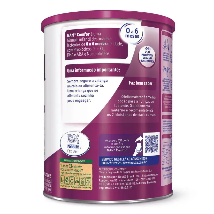 Fórmula Infantil NAN Comfor 1 Nestlé 800g (0 a 6 meses) - Imagem 2