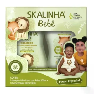 Kit Shampoo e Condicionador Skalinha Bebê Sálvia 2x200 ml para cabelos crespos e cacheados
